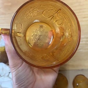Vintage amber glass 4 cups